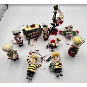 Vintage Kurt Adler Hershey’s Christmas Wood Ornaments 10pc Mr. & Mrs. Elf #1